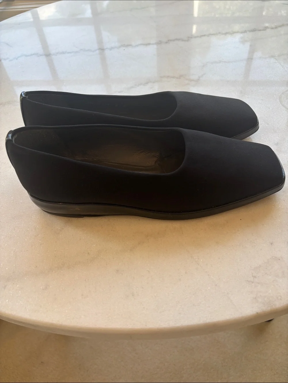 Stuart Weitzman Black Square-Toe Flats with Sleek Silhouette